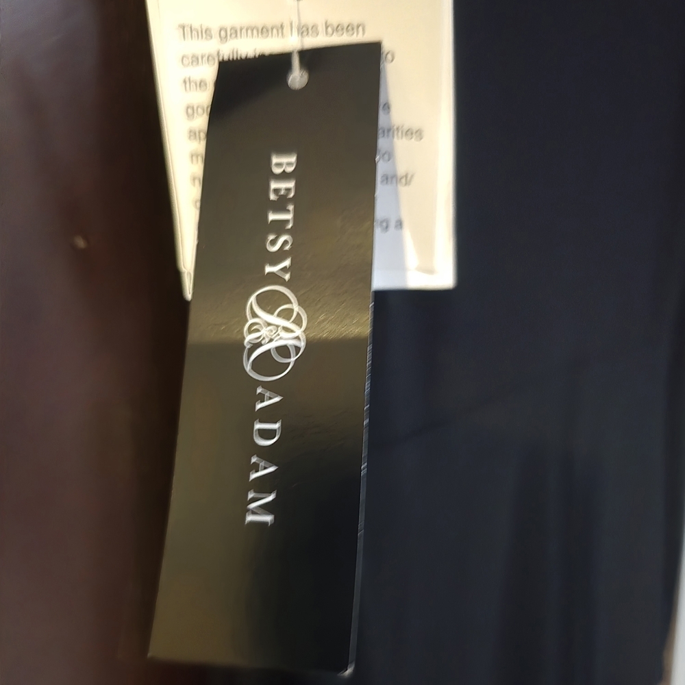Betsy & Adam Asymmetric-Neck One-Sleeve Gown Dress Black Side Slit  Size 4 NWT - Picture 5 of 10